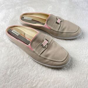Grasshoppers Canvas Shoe Womens Sz 11 Beige Slip On Loafers Casual Comfort Retro